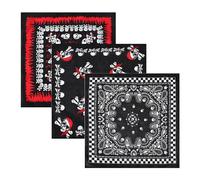 KRYMSON Ensemble bandana pirate 3 pièces, bandana décontracté respirant en pur coton, écharpe crâne, unisexe, accessoires de moto