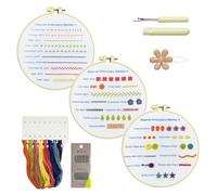 KRYMSON Kit de broderie 3 pièces + 1 enfile-aiguille + 1 extracteur de couture, kit de broderie à la main, kit de broderie au point de croix, kit de broderie pour débutants