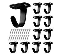 KRYMSON Lot de 10 crochets de plafond en acier inoxydable, crochets multifonctionnels pour armoire, salle de bain, cuisine, etc. (noir)