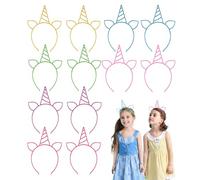 KRYMSON Lot de 12 Bandeaux Licorne pour Enfants - Chapeaux de Fête, Accessoires de Cheveux - Pour Filles, Convient pour Fête, Anniversaire, Mascarade (Six