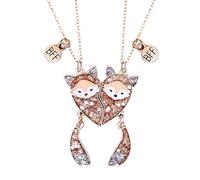 KRYMSON Lot de 2 colliers d'amitié renard - Collier d'amitié magnétique - Meilleur ami - pour une amie - Pendentif de dessin animé, Métal