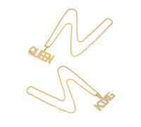 KRYMSON Lot de 2 colliers hip-hop en or pour homme, grande chaîne en or, collier rapper, chaîne à pendentif King Queen, parfait pour le carnaval, les fêtes à thème, Perle