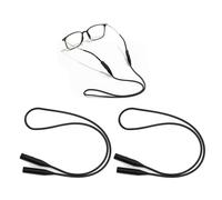 KRYMSON Lot de 2 cordons à lunettes de sport, réglables, antidérapants, en silicone, noirs, Noir , taille unique