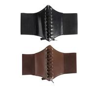 KRYMSON Lot de 2 corsets extensibles pour femme - Large ceinture élastique - Corsets de pirate pour femme - Ceinture vintage mi-siècle (noir, marron), Noir, marron., 67 cm