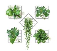 KRYMSON Lot de 2 feuilles d'autocollants muraux 3D avec plantes vertes en pot, décoration amovible