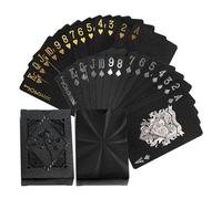 KRYMSON Lot de 2 jeux de cartes à jouer noires en plastique - 54 cartes de jeu imperméables - Pour la maison, les fêtes, les dîners
