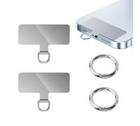 KRYMSON Lot de 2 patchs de lanière de téléphone portable et 2 anneaux spiralés à ressort en acier inoxydable, patchs de lanière de téléphone portable, accessoires de téléphone portable, compatibles