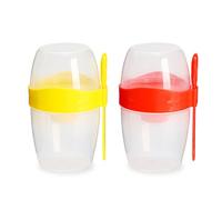 KRYMSON Lot de 2 pots à yaourt - Conteneur à avoine - Facile à nettoyer - Pot à gelée avec couvercle - Boîte à petit-déjeuner à emporter pour céréales, yaourt, salade