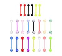 KRYMSON Lot de 22 clous de langue colorés en acrylique - Bijoux de piercing de langue - Baguettes de téton - 14 G - Anneau vibrant de 16 mm, Acrylique