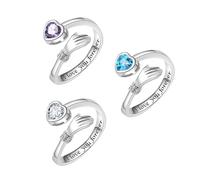 KRYMSON Lot de 3 Bagues d'Amitié pour Femme - Anneaux Ouverts Gravés Réglables (Blanc, Bleu, Violet) - Cadeaux