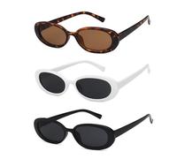 KRYMSON Lot de 3 lunettes de soleil tendance pour femme, lunettes de soleil ovales, lunettes de soleil rétro, lunettes de soleil amusantes, lunettes de soleil style années 90, lunettes de soleil de
