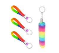 KRYMSON Lot de 3 porte-clés arc-en-ciel, avec 1 pendentif supérieur coloré, porte-clés en silicone six couleurs, porte-clés de couleur segmentée, convient pour la décoration de voiture et les