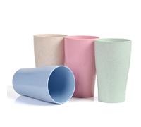 KRYMSON Lot De 4 Tasses, Bouteilles d'eau Réutilisables, Tasses De Voyage Légères, Bouteilles d'eau Incassables, Adaptées pour La Cuisine, Le Pique-Nique, Les Voyages. (400 ML)