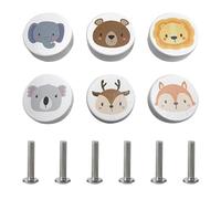 KRYMSON Lot de 6 Poignées de Porte pour Chambre d'Enfant - En Bois, Avec Vis, pour Meubles, Tiroirs et Armoires