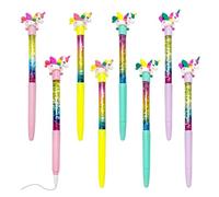 KRYMSON Lot de 8 stylos à eau à paillettes pour enfants - Papier à lettre cheval arc-en-ciel - Stylos à encre gel scintillante - Pour filles