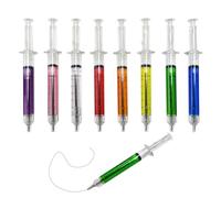 KRYMSON Lot de 8 stylos à injection de différentes couleurs avec encre noire, stylos en forme de seringue, papier à lettre créatif, stylos amusants en forme de seringue