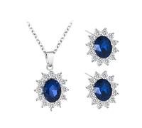 KRYMSON Parure 1 pièce comprenant un collier et des boucles d'oreilles avec diamants bleus pour femme, collier saphir pour femme, boucles d'oreilles avec pendentif en pierre précieuse, parure de