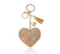 KRYMSON Porte-clés en Forme de Cœur à Paillettes avec Pompons - Accessoire de Portefeuille et Pendentif de Sac à Main pour Téléphone Portable