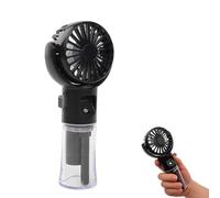 Kryolithm Ventilateur manuel avec vaporisateur d'eau - Mini ventilateur portable USB rechargeable - 4 vitesses - Ultra silencieux - Avec bande - Pour bureau, voyage et extérieur