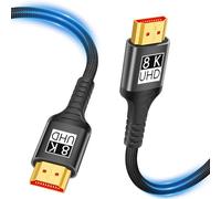 Kryoza Câble HDMI 8K 5m,Cable HDMI 2.1 8K@60Hz 4K@120Hz 7680P | Ultra Haute Vitesse Supporte HDR10 3D eARC HDCP2.2&2.3,Compatible avec PS5/4 X-Box/HDTV/Blu-ray Player/Projecteur/Moniteur/PC
