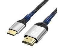 Kryoza Câble Mini HDMI vers HDMI 2M,4K@60Hz Câble Mini HDMI | Câble HDMI vers Mini HDMI Supporte UHD 3D HDR ARC,avec Raspberry Pi Zero Canon Nikon Caméra Tablette Projecteur Caméscopes