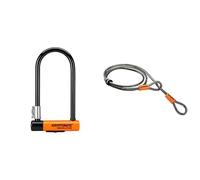 Kryptonite New-U - Evolution, Serrure à disque standard Evolution avec support unisexe Flexframe-U - Adulte, Orange/Noir, 10.2cm x 22.9cm & Câble de boucle Krypto Flex-Gris-213 cm