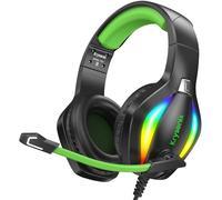 Krysenix PG1 Casque Gaming pour PS4, PS5, PC, Xbox, Nintendo Switch, Casque Gamer avec Son Microphone Stéréo AI, Casque avec Prise Jack 3,5 mm et lumière RVB, Noir/Vert