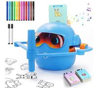 KRYSTHIA Robot de dessin pour enfants, machine d'apprentissage interactive vocale pour dessin, avec 100 cartes de mots et 12 crayons de couleur, jouet éducatif Montessori pour enfants de 3 à 8 ans