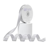 Kryvus Ruban de satin argent double face 1,5 cm x 22,9 m Ruban argent de qualit suprieure pour emballage de cadeaux, travaux manuels, fabrica