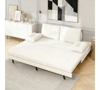 KRYZOR Lit de jour extensible 90/180 x 200 cm, canapé-lit 2 places, canapé-lit avec fonction sommeil, lit de jour, lit rembourré, lit de jeune, lit extensible avec matelas et sommier à lattes, en lin