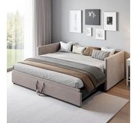 KRYZOR Lit de jour, extensible, rembourré, 90/180 x 200 cm, avec sommiers à lattes, canapé-lit extensible, en velours, sans matelas (gris)