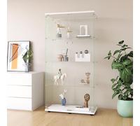 KRYZOR Vitrine en Verre Debout 80,5x36,5x163,9 cm, Armoire de Rangement en Verre sur Pied, 4 Étagères, Vitrine pour Collection avec 1 Portes et Serrure, pour Bar, Cuisine et Salon (Blanc（Grand）)