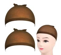 Kryzulax 2 Pièces Cap de Perruque,Nylon Wig Cap Bonnet Unisexe,Bonnet de perruque Ultra-mince,Bonnets de Perruque pour Femmes,HD Wig Cap,Respirant-Élastique(Marron)