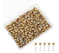 Kryzulax 200 Pièces Punaises Carte, Punaises à Tête Ronde pour Carte de Voyage, Petites Push Pins pour Tableau en Liège, Tableau d'Affichage, Photo, Maison, Bureau, École, Bricolage (Or)