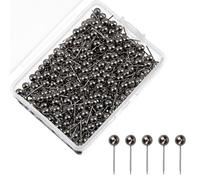Kryzulax 200 Pièces Punaises Carte,Punaises à Tête Ronde,Tête Tacks Push Pins pour Tableau en Liège Tableau d'Affichage Photo Maison Bureau École Bricolage(Or Noir)