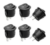 Kryzulax 6 Pièces Interrupteur 12 V,Interrupteur Noir Rond,Mini Interrupteur a Bascule,Bouton on off,Bouton 12v, pour Voiture, Bateau, Appareils Ménagers