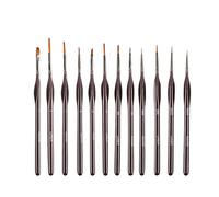 Kryzulax Pinceaux pour peinture, 12 pinceaux en nylon pour aquarelle, ensemble professionnel de détails fins acryliques, pour peintures acryliques, peintures faciales, manucures, débutants