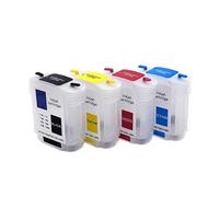 KRZkwA Cartouche à Encre Rechargeable Compatible Ensemble de Cartouche à l'encre 4 Couleurs avec Puce de réinitialisation Automatique Compatible avec DesignJet 500 500PS 800 800PS Printers