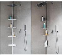 KS Handel 24 Etagère de salle de bain étagère télescopique au choix BLANC CHROME NOIR étagère d'angle étagère de douche étagère de douche - 3 couleurs et 3 longueurs (290 cm, argent brillant)