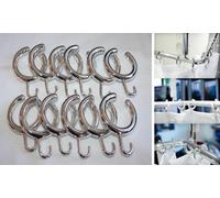 KS Handel 24 Lot de 14 anneaux ouverts pour rideau de douche Argenté brillant Avec crochets pour tringle de rideau de douche
