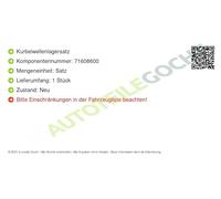 KS kolbenschmidt 77 601 600 principal Jeu de roulement