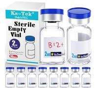 Ks-Tek Lot de 10 flacons vides stériles avec port d'injection auto-réparant, avec bouchon en plastique en aluminium, emballage stérile (2 ml transparent)