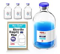 Ks-Tek Lot de 4 flacons vides stériles avec port refermable pour injection, bouchon en aluminium rabattable, emballage stérile (100 ml)