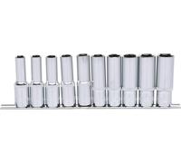 KS Tools 1/2" CHROMEplus Jeu de douilles à 6 pans, longues, 10 pièces 10-19mm