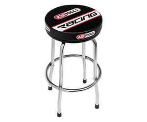 KS TOOLS 100137 - Tabouret - Mousse d'assise Confortable - Revêtement Lavable - Hauteur 75cm - Diamètre 37cm - Poids 5,20kg - Couleur Noir et Rouge