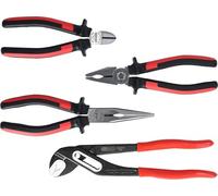 KS Tools 115.1004 Jeu de 4 pinces - Pince coupante, multiprise, bec, demi | Jeu de 4 pinces ERGOTORQUE®, Chrome Vanadium, précision de serrage