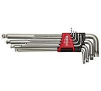 KS TOOLS - 151.2800 - Jeu de clés allen 1,5 à 10 mm - 9 clés mâles - Clé 6 pans pour empreinte de vis abimées - En acier trempé - Avec étui de rangement - Tête sphérique pour utilisation spéciale
