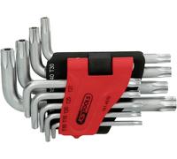 KS Tools Jeu de clés Torx 151.4570 – 9 pièces TB10–TB50, coudées courtes avec trou