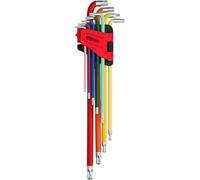 KS Tools 151.5210 Jeu de clés mâles coudées Torx à tête sphérique, extra | Jeu de clés TORX coudées à têtes sphériques, très longues, 9 pcs.
