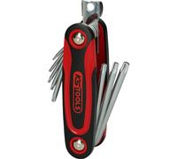 KS Tools 158.3530 Jeu de clés rabattable | Jeu de 8 clés mâles TORX® percé sur monture